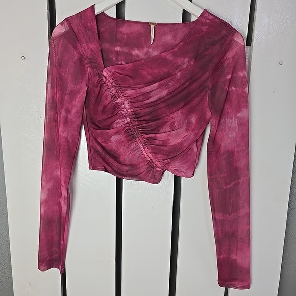 Free People Tops - Free‎ People Supernova Sheer Mesh Crop Top Small Pink Festival Rave Beach